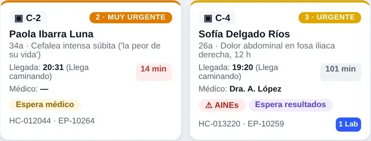 Urgencias con la prioridad a la vista. Detalle de Klinos Record